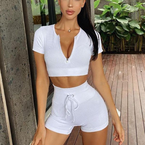 

yoga outfit 2pcs women sport set gym running shorts crop workout clothes fitness training sportswear