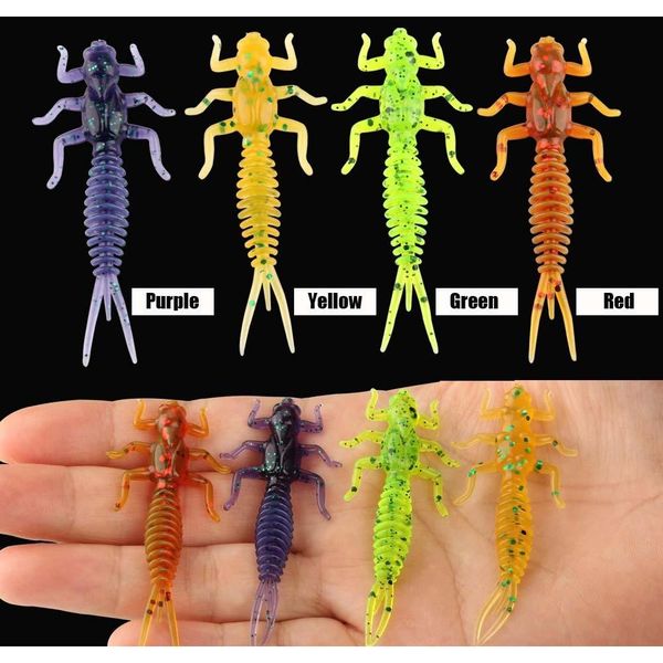 

50pcs/lot soft larva fishing lure 60mm 1.4g dragonfly larva worm freshwater fishing bait lifelike sile dragonf jllmkq xmh_home