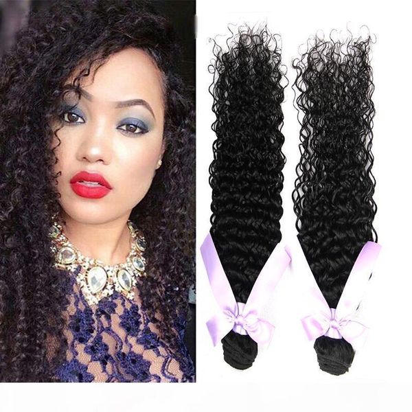

kinky curly afro kinky curly human hair weaves 1b color 100g pcs indian malaysian mongolian peruvian brazilian virgin human hair extensions, Black