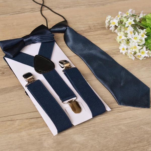 Fliegen Mode Kinder Elastische Hosenträger Einfarbig Satin Bowtie Set Jungen Einstellbare Hosenträger Hochzeit Kinder Kleidung Zubehör