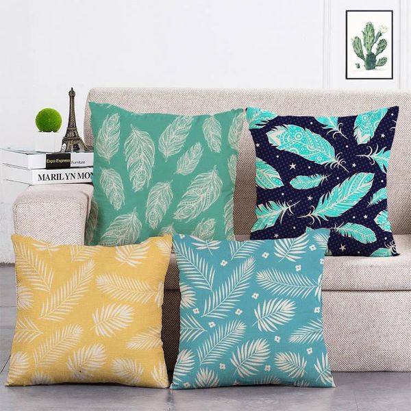 

feather geometric cushion cover decorative for sofa car home woven linen pillow case custom throw pillows t306