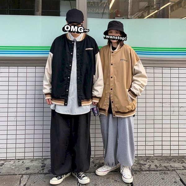 

super fire male female 2021 new all-match students loose baseball uniform spring and korean fall jacket lovers in fjjn, Black;brown
