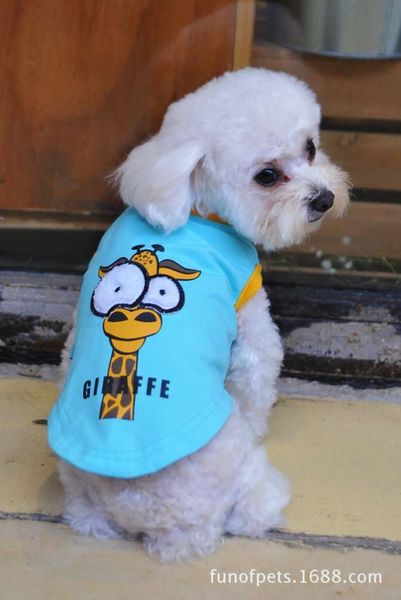 

dog apparel summer pet dog clothing cartoon big eye vest sky blue giraffe