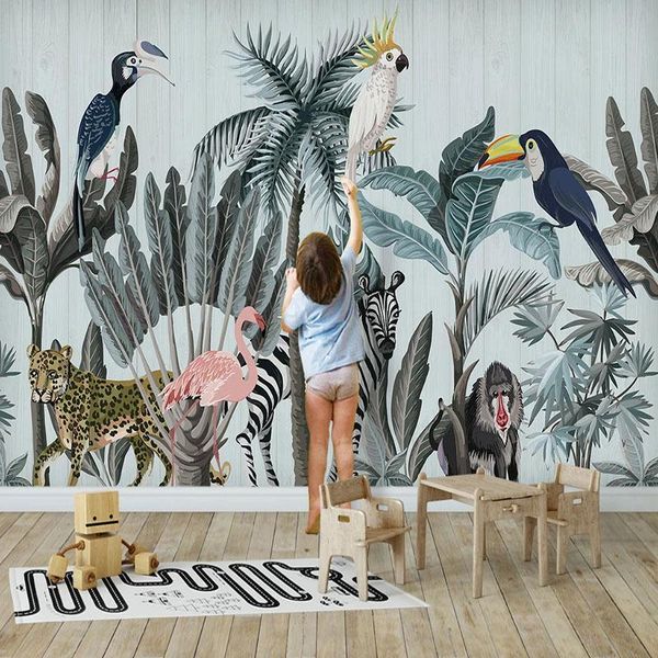

wallpapers custom 3d wallpaper nordic style tropical plants leaf animal murals living room tv bedroom home decor papel de parede