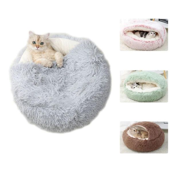 

cat beds & furniture anti anxiety pet for cats dogs puppy cushion bed cat's house calming donut basket mat kennel soft plush product