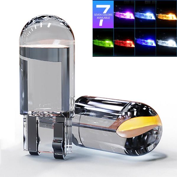 

emergency lights t10 led w5w glass housing car light 6000k white blue green 7color license plate lamp dome clearance instrument