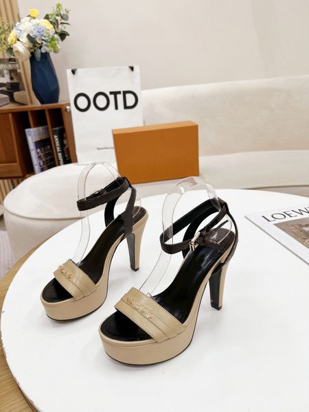 

afterglow pt.sandal designer luxury women platform high heels outdoor shoes leather slides wedding shoe size 35-42, Black