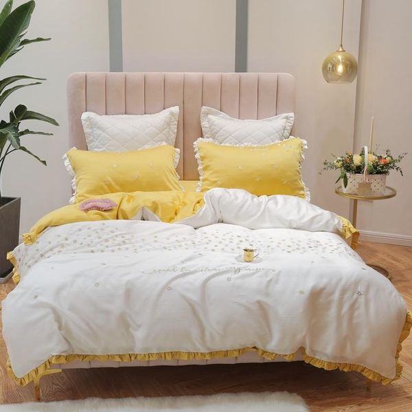 

bedding sets michiko home textiles nordic simple light luxury quilt cover bed sheet pillowcase silky tencel double four piece set