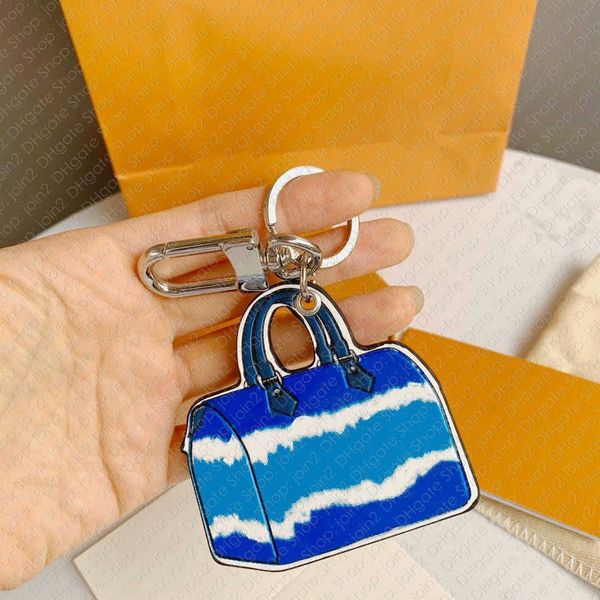 Design de luxo M69292 Assinatura ESCALE SPEED KEY TITULAR BAG CHARM Chaveiro Chaveiro de carro Corrente Bell Nome ID Bag Tag Hot Stamping Stamp Bolsa Cles Dragonne