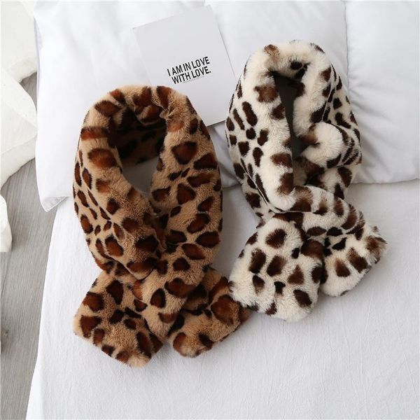 

scarves leopard print wool scarf cross warm thickened plush for women, Blue;gray