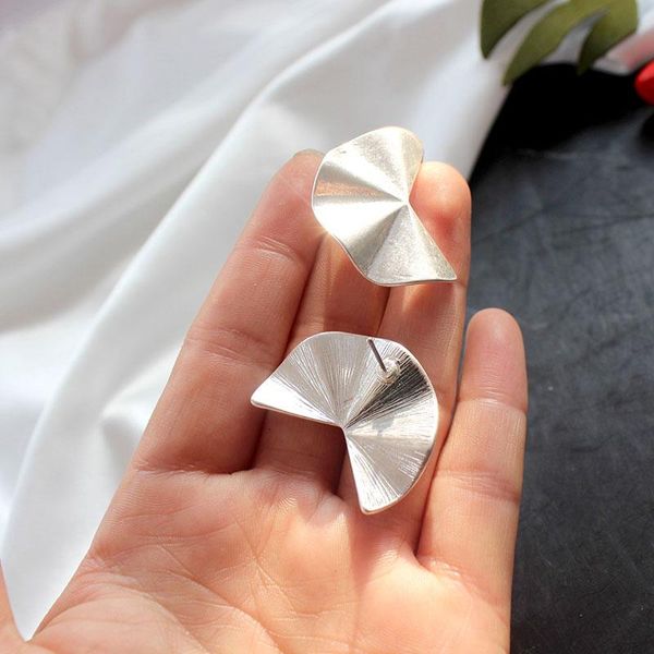 

stud srcoi punk fold metal fan geometric earrings simple temperament female statement jewelry brincos, Golden;silver