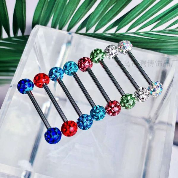 

the capsule full drill ball will never drop 5mm double head tongue nail breast ring puncture jewelry