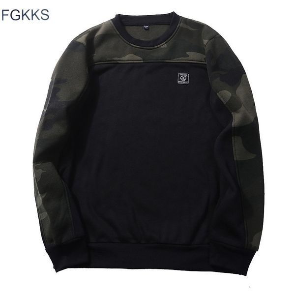 

fgkks men hoodie hip hop street wear sweatshirts skateboard pullover male camouflage hoodies eu size 201128, Black