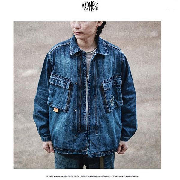 

denim jacket japanese orange label washed and old large size tooling men men's jackets, Black;brown