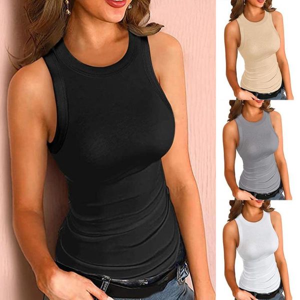 

women's tanks & camis women tank sleeveless basic cami shirt slim knit ribbed racerback blouse, White