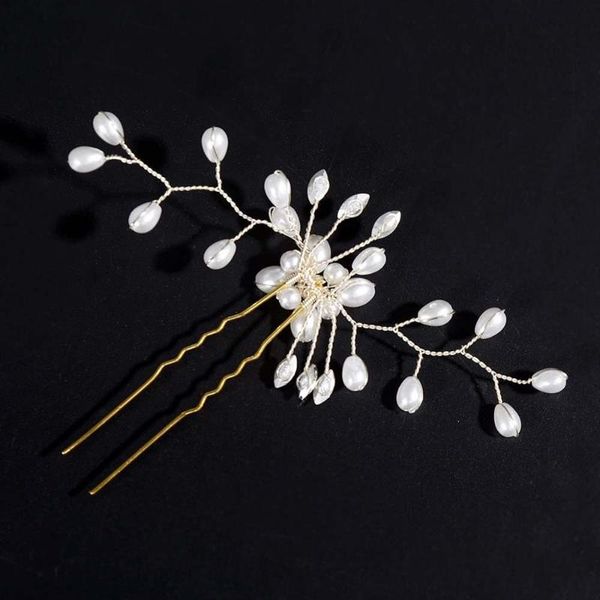 

hair clips & barrettes women's alloy imitation pearl white flower hairpin accessories, Golden;silver