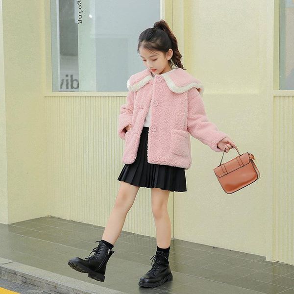 

jackets girls boys baby's coat jacket outwear pink fashion fur thicken winter plus velvet warm formal sport teenagers children's c, Blue;gray