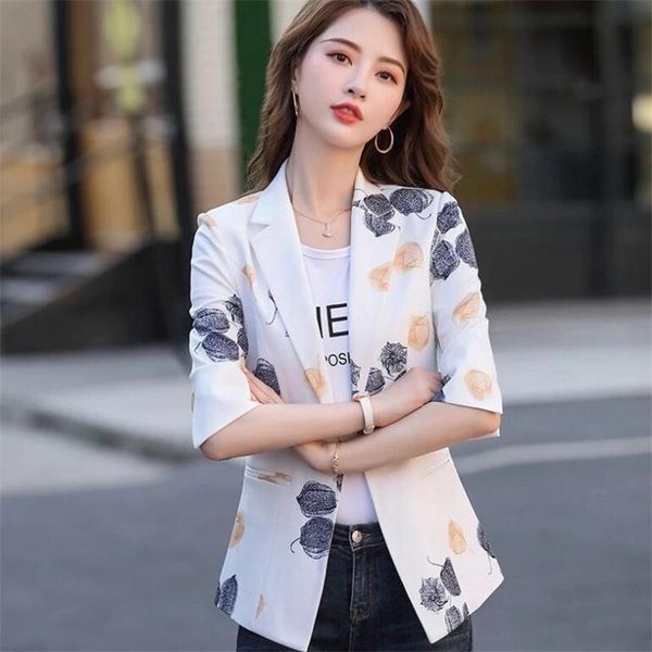 

women's suits & blazers printed small coat short 2021 spring summer korean style temperament slim fit fashion casual suit office top, White;black