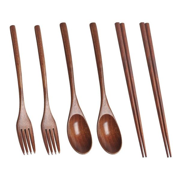 

chopsticks wooden cutlery set portable eco friendly reusable flatware utensils spoon fork for office camping lunch