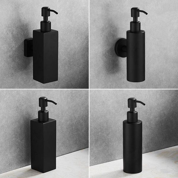 

liquid soap dispenser hand kitchen sink soap container 304 stainless steel black bathroom shampoo holder wall mounted bottle