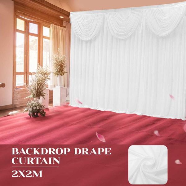 

party decoration 2mx2m white sheer silk cloth drapes panels hanging curtains po backdrop wedding events diy textile with swag
