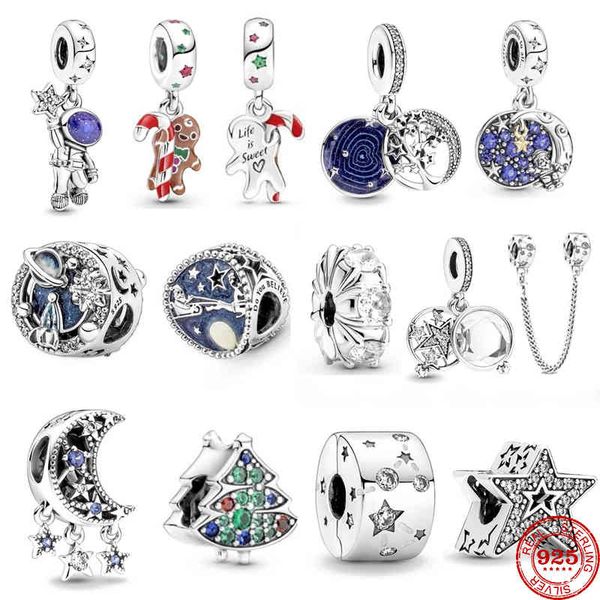 

2021 new milky way stars moon tree astronaut cookies santa claus christmas charm fit pandora charms silver 925 original bracelet
