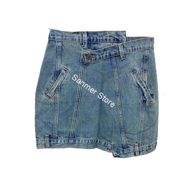 

2021 new mulheres denim saias curtas assimtricas vero novas roupas femininas senhora mini saia com bolso 4rph, Black