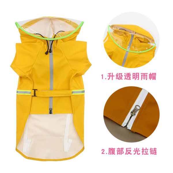 

new medium large golden fur pet big reflective dog raincoat