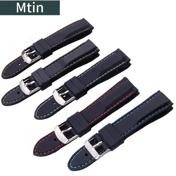 

watch bands flat straight mouth silicone strap pin buckle universal18mm20mm22mm26mm rubber sports waterproof and sweat-proof watchaccessorie, Black;brown