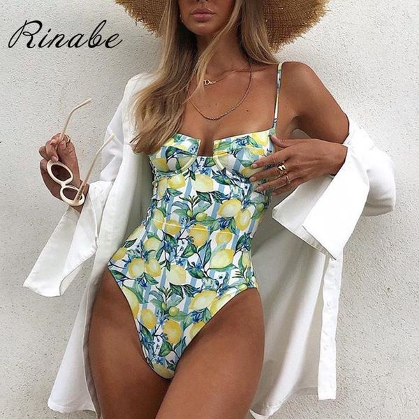 

rinabe floral print swimsuit 2021 bikini push up swimwear women biquini bathing suit women monokini one-piece-suits beachwear