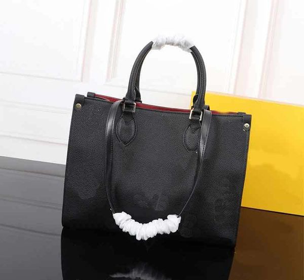 

m45495 onthego fashion tote l flower pattern genuine leather purse bag classical style medium size women handbags, Black;green