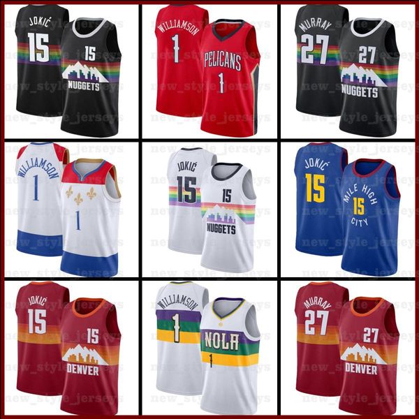 

ncaa duke 1 zion 15 nikola williamson murray jokic 27 jamal r4 denver nuggets new orleans pelicans men basketball jerseys, Black;red