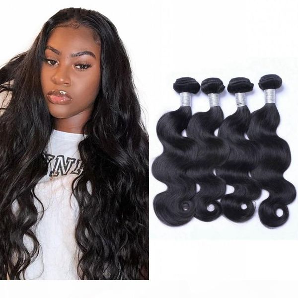 

body wave bundles brazilian hair weave bundles 4pcs 100% human hair bundles extensions for women 8-26 inch, Black