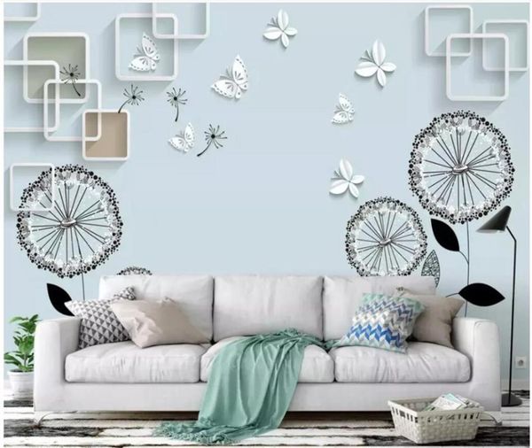 

wallpapers custom po mural 3d wallpaper on a wall modern simple butterfly dandelion home decor living room for walls 3 d