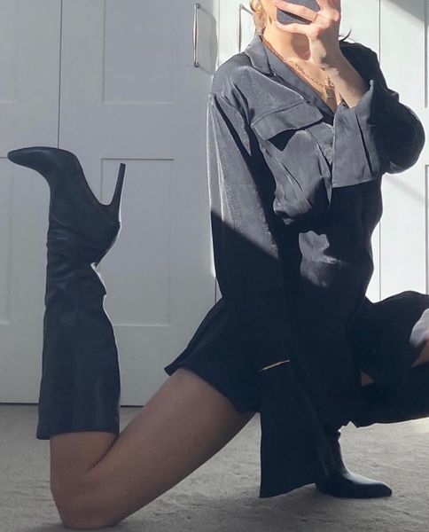 

stylish stand collar side pleated ruched extra long sleeve shirt dress women pockets slim waist mini short dresses, White