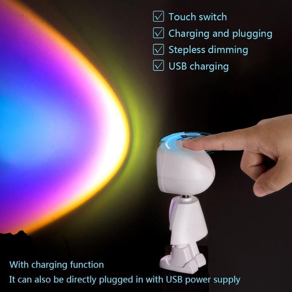 

robot sunset projection led light rotation usb night light for bedroom party f1cd