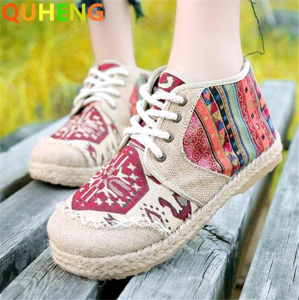 

boots women's autumn winter ethnic style high cotton linen weaving platform snow color matching pattern woman shoe, Black