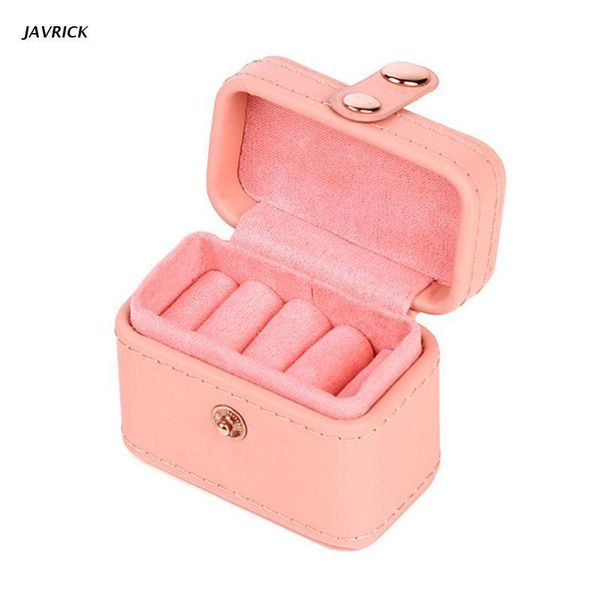 

jewelry pouches, bags mini snap leather ring storage box earring bangle display case women organizer, Pink;blue