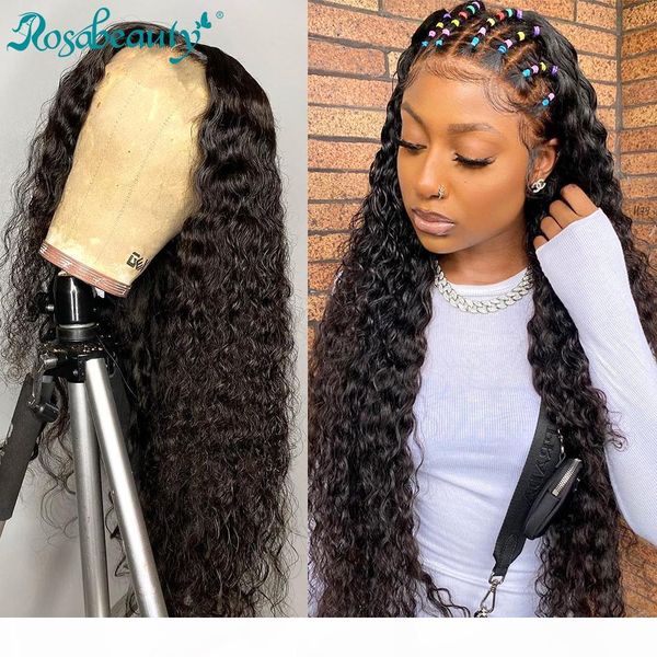 

deep wave 28 30 inch long lace front human hair wigs brazilian water curly frontal wigs for black women 13x4 closure, Black;brown