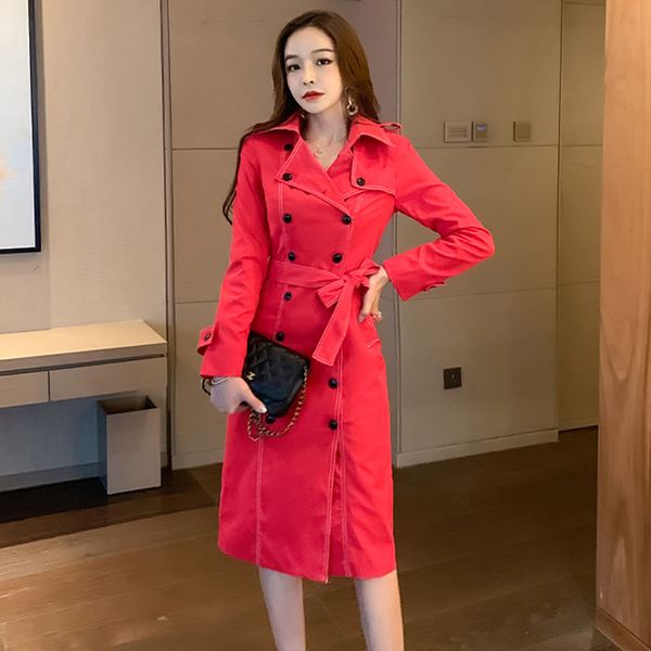 

new arrival fashion spring autumn korean a-line women elegant office lady temperament work style double breasted dress h3vv, White;black