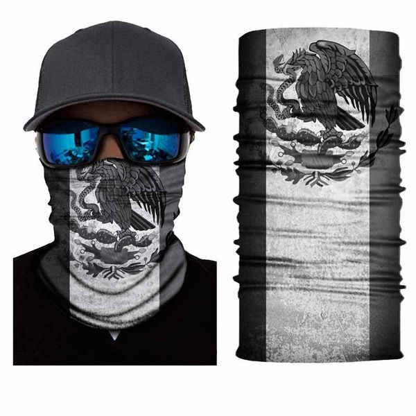 

scarf magic gray mexican flag snake eagle print seamls mask outdoor sunscreen