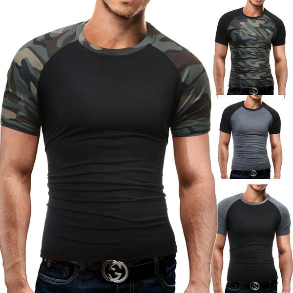 

asual short men's raglan sleeve color matching t-shirt dd01, White;black