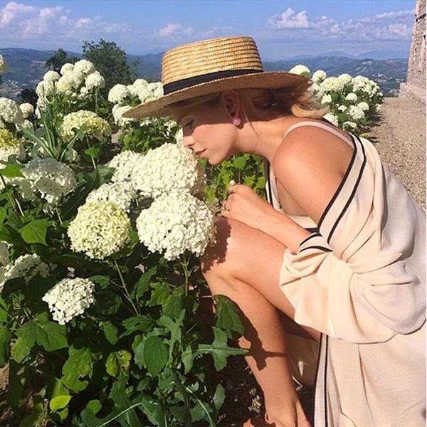

wide brim hats summer women's boater beach hat side female casual panama lady classic flat bowknot straw sun cap women fedora, Blue;gray