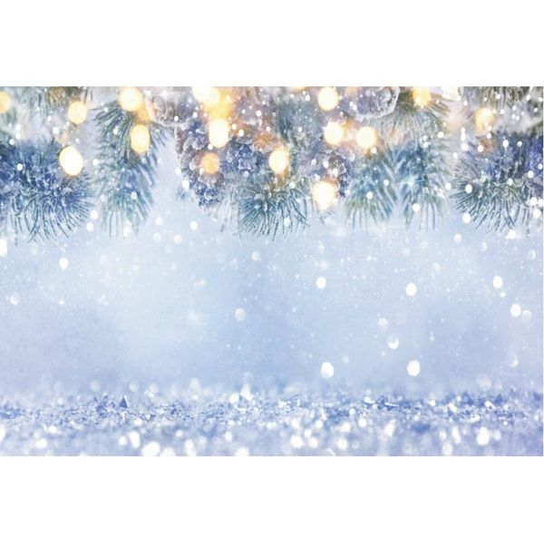 

party decoration light blue bokeh pine tree pography backdrop christmas decor golden spots snowflake background year po props