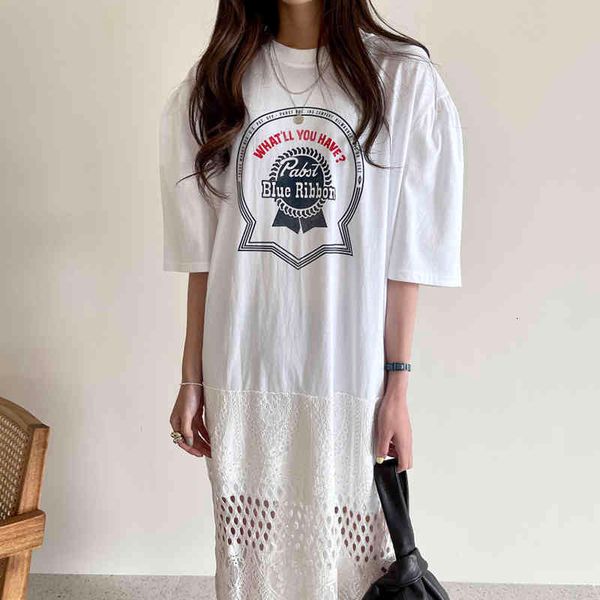 

casual dresses [ewq] elegant temperament gentle solid color white o-neck printing stitching hollow embroidery irregular dress 16f1333 j39q, Black;gray