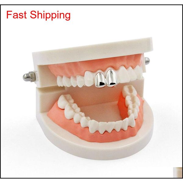 

gold-plated hip-hop braces two canine braces new cosmetic props vampire fangs new european qylzty beauty888, Silver