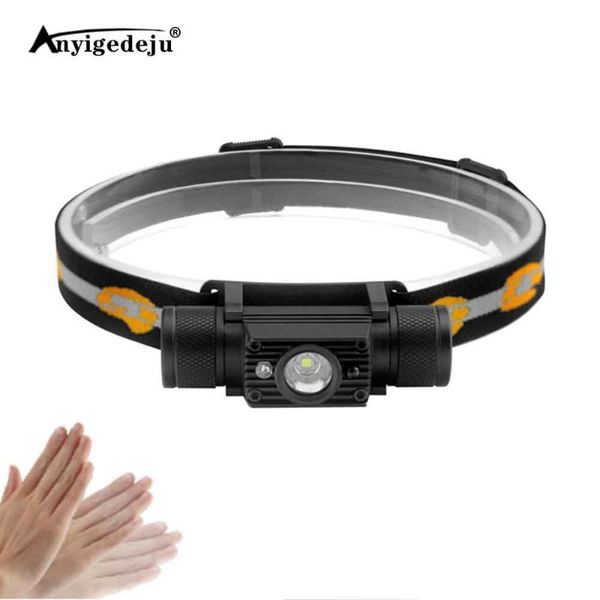 

anyige ir sensor headlamp xm-l2 led xml t6 headlight dimming usb charging head torch camping fishing flash light 18650 battery