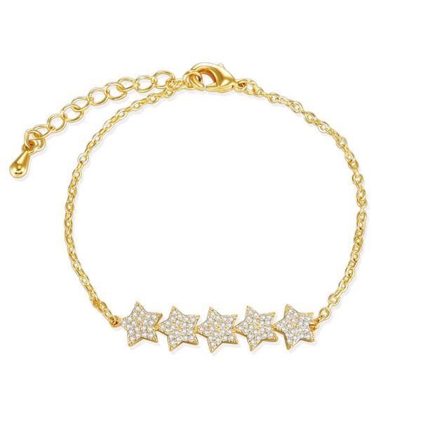 

charm bracelets 5 stars bracelet for women trend jewelry 2021 gold silver color chain hand gift pulseira mulher, Golden;silver