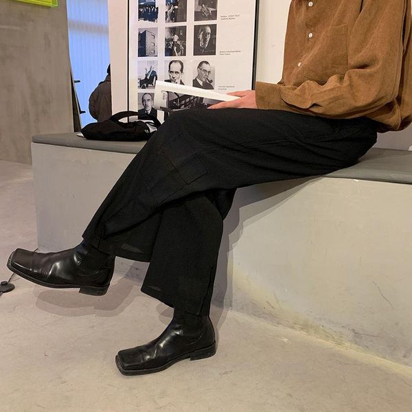 

men's pants 2021 spring and autumn youth korean version of pure color simple overalls fashion casual straight-leg, Black