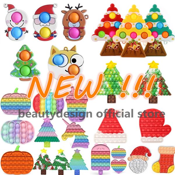 

dhl ship christmas fidget toys push it bubble antistress cartoon toy simple dimple soft sensory gifts reusable squeeze party gifts wholesale